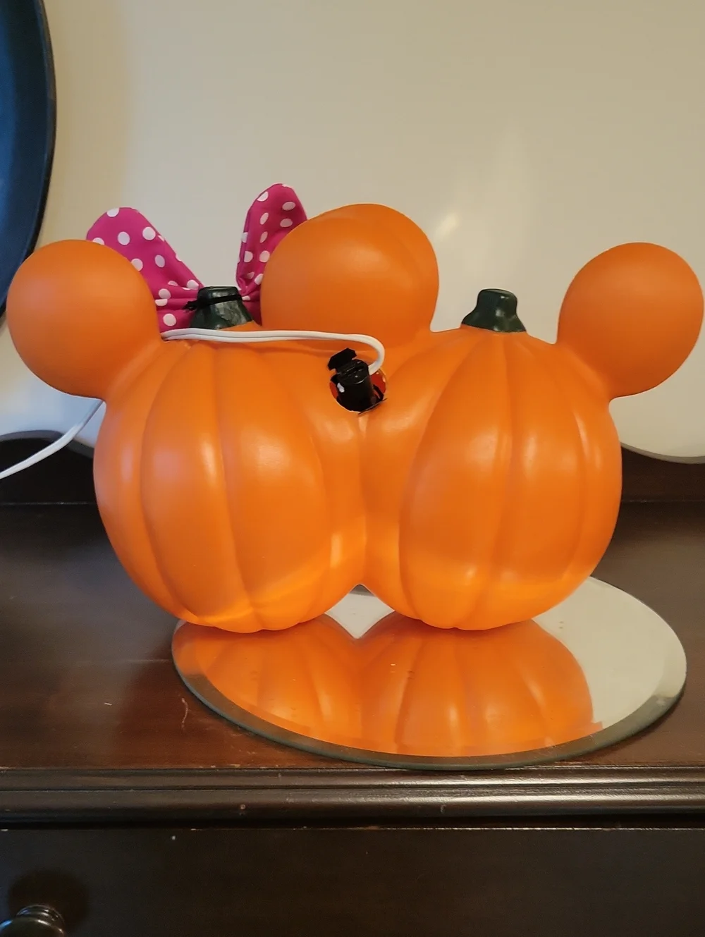 Vintage Halloween Mickey & Minnie Double Pumpkin Tabletop Blowmold